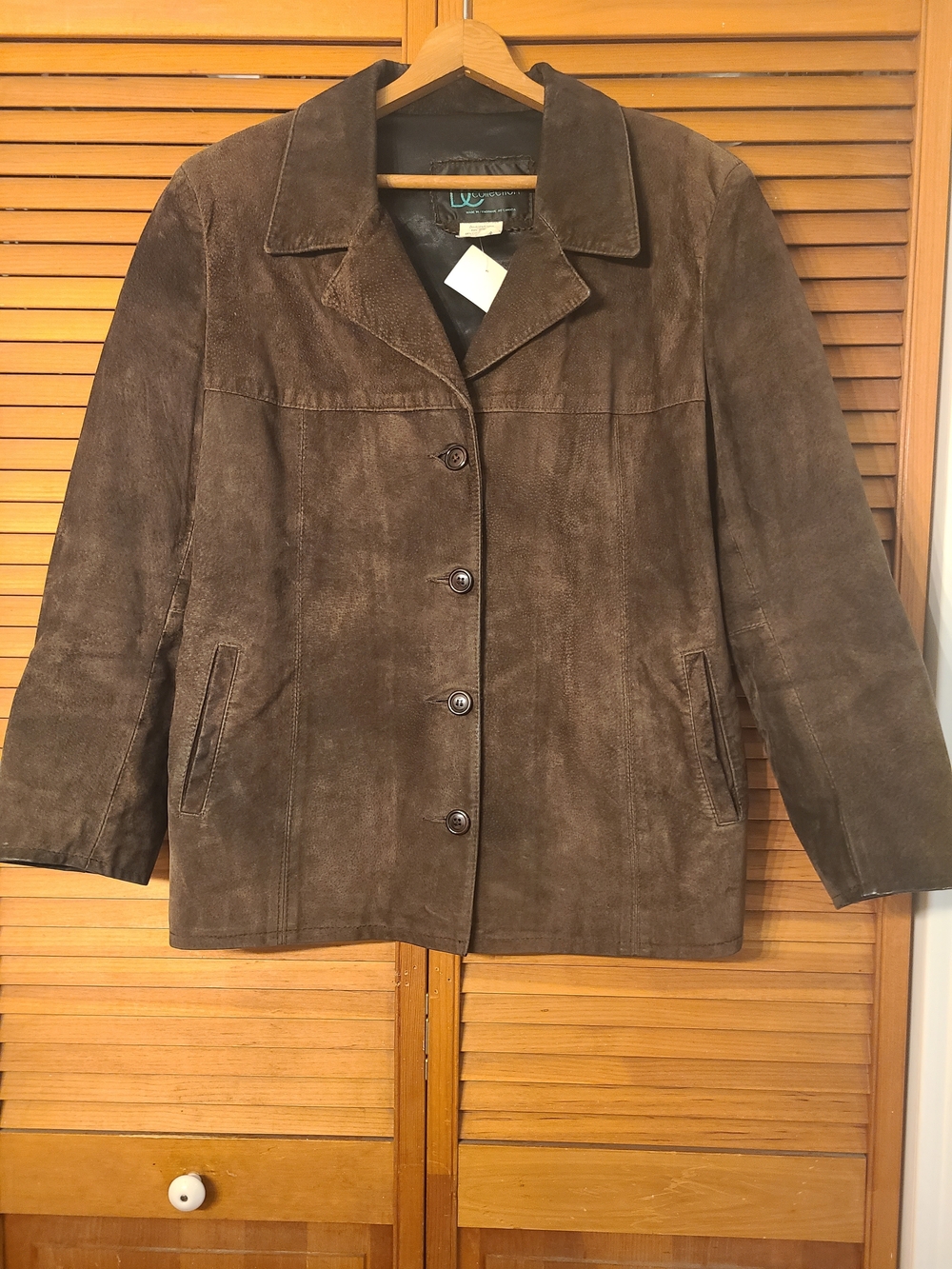 Men's Brown Suede Button-Front Leather Jacket
